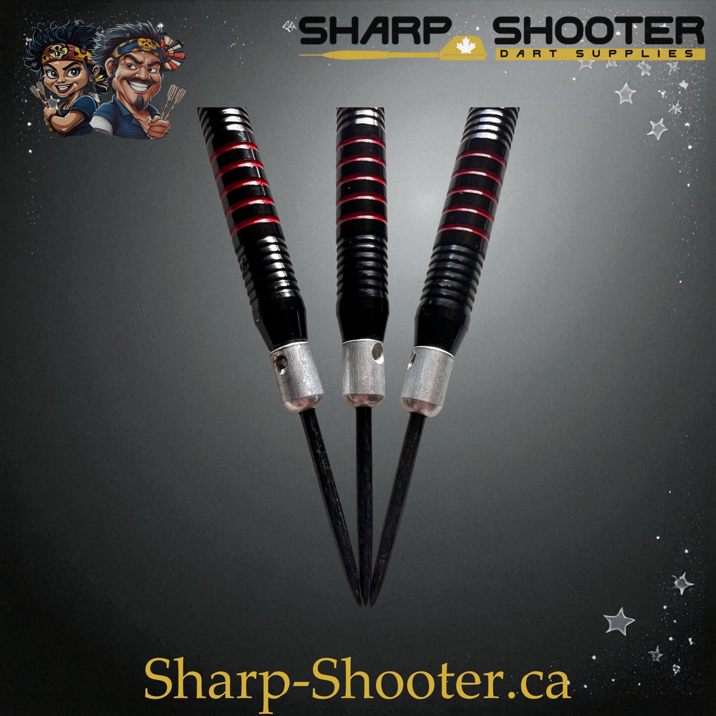 Sharpshooter Red Alert Fresh Series Steel Tip Dart Set SSD17-S – 19.0g black-and-red darts with shark flights