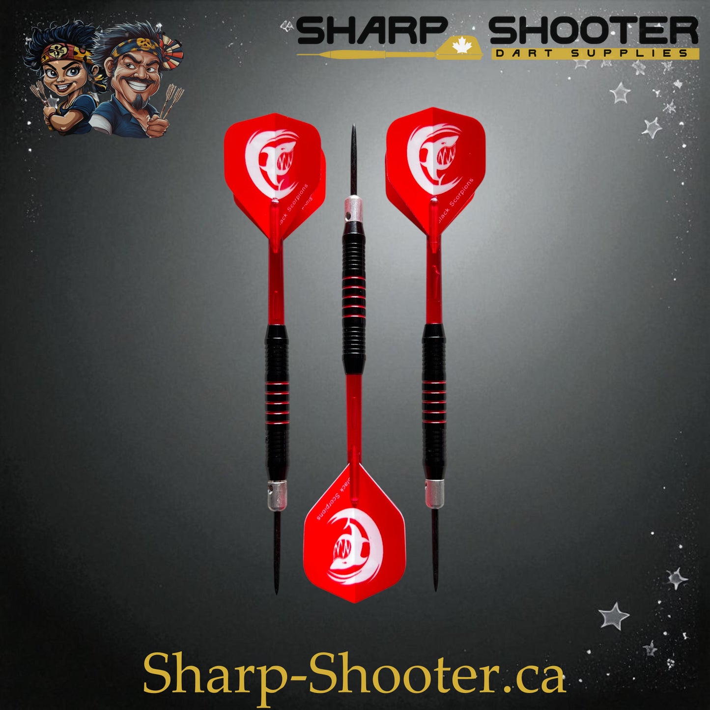 Sharpshooter Red Alert Fresh Series Steel Tip Dart Set SSD17-S – 19.0g black-and-red darts with shark flights