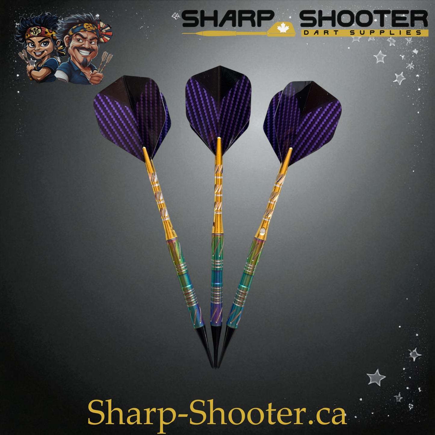 Sharpshooter Tsunami Exclusive Soft Tip Dart Set SSD09 – 17.4g tungsten Excalibur barrel with rainbow-gold finish and Dominion Gift Case