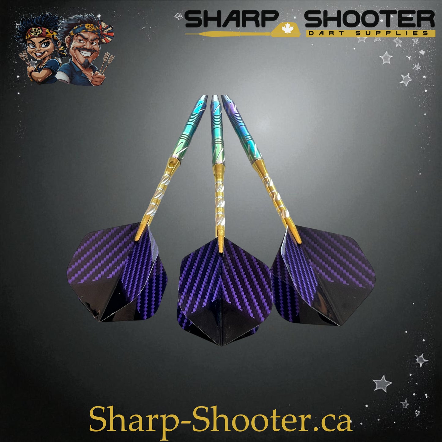 Sharpshooter Tsunami Exclusive Steel Tip Dart Set SSD09-S – 19.0g tungsten Excalibur barrel with rainbow-gold finish and Dominion Gift Case