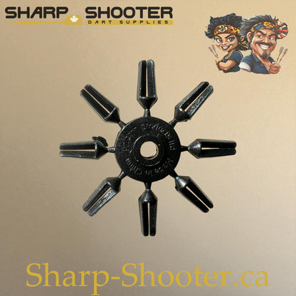 Black plastic dart flight protectors – DP08 – ring of 8 – Sharp Shooter