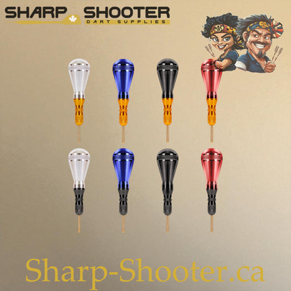 Sharpshooter DP13 Dart Tip Removal Tool family set, featuring all eight color combinations — Red & Black, Black & Gold, Purple & Gold, Silver & Black, Black & Black, Red & Gold, Silver & Gold, Blue & Black — precision extractor tools for soft-tip dartboard repair