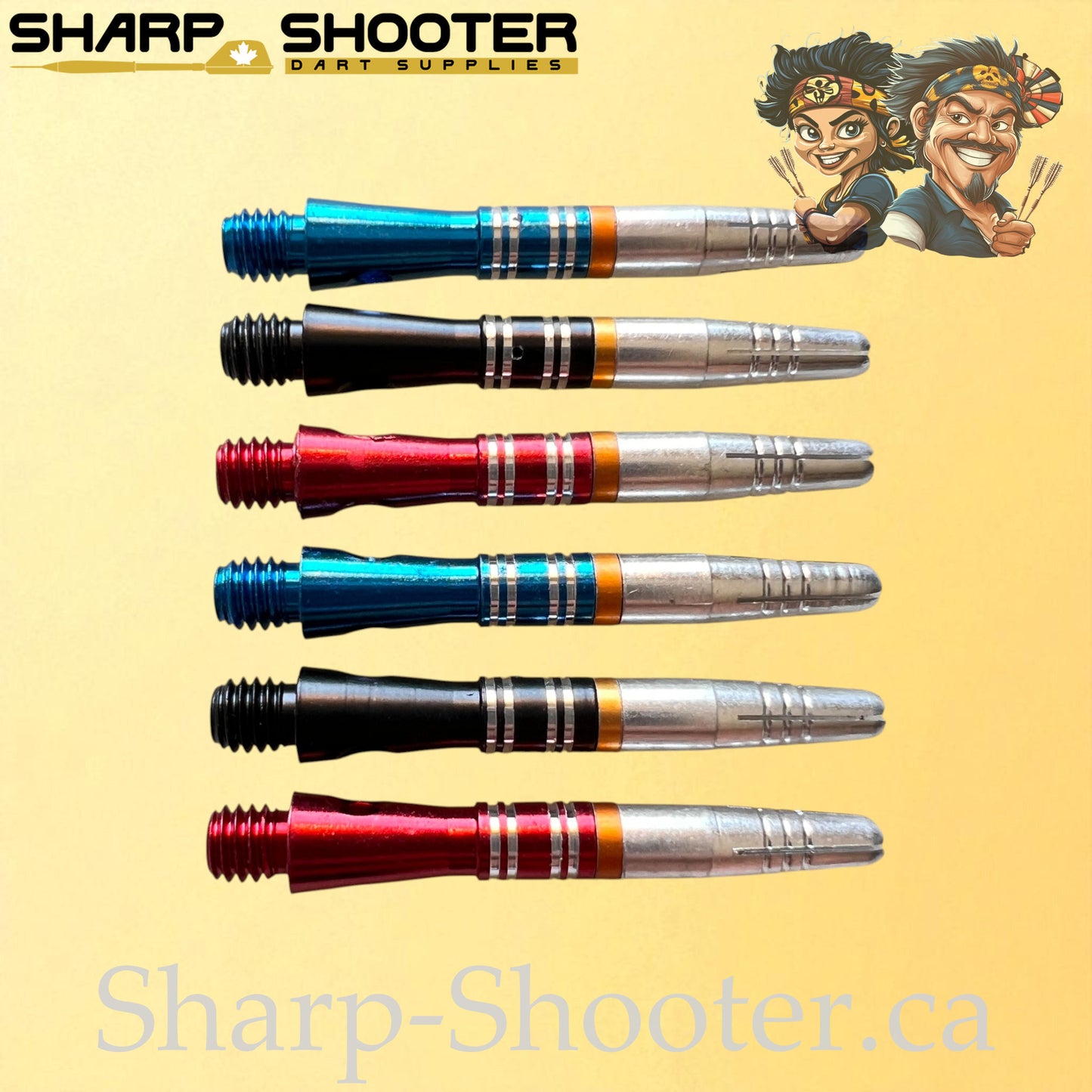 The Stride – DR02 – Aluminum Rotating Dart Shaft – 35mm – Black, Red, Blue – 3 Pack