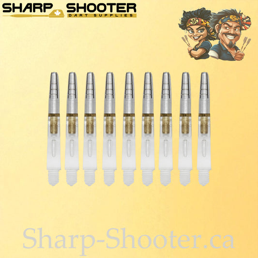 Aurora – DR04 – Plastic Rotating Dart Shaft – 37mm – Clear with Gold Core – 3 Pack