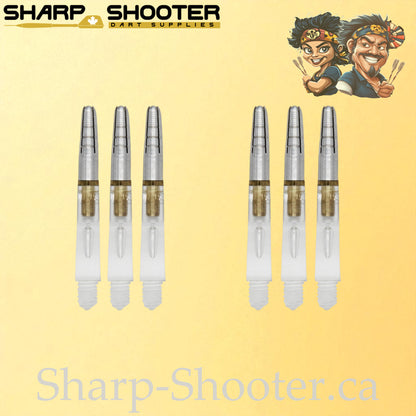 Aurora – DR04 – Plastic Rotating Dart Shaft – 37mm – Clear with Gold Core – 3 Pack