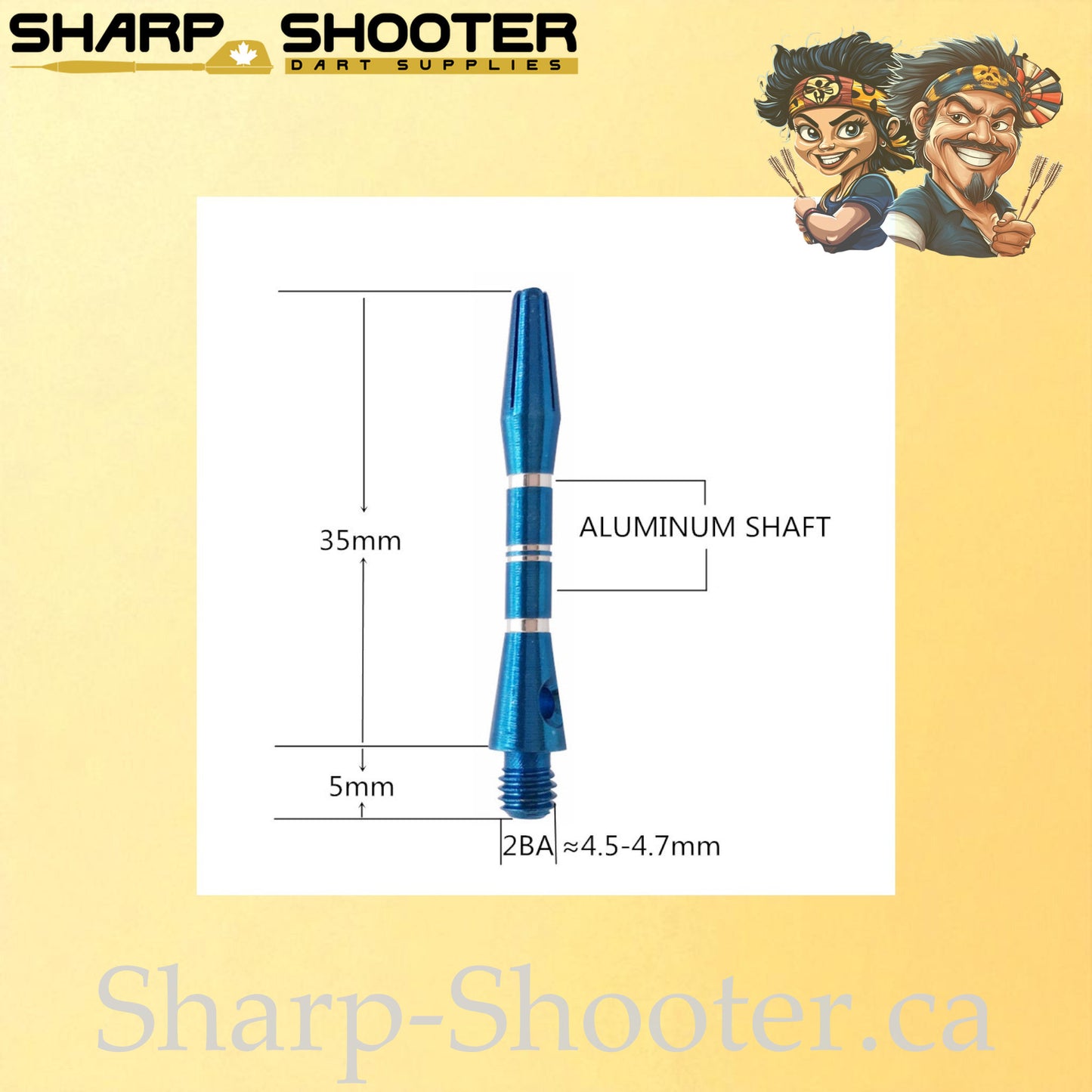 Aria – DS12 – Aluminum Dart Shaft – 35mm – Double Ring Design