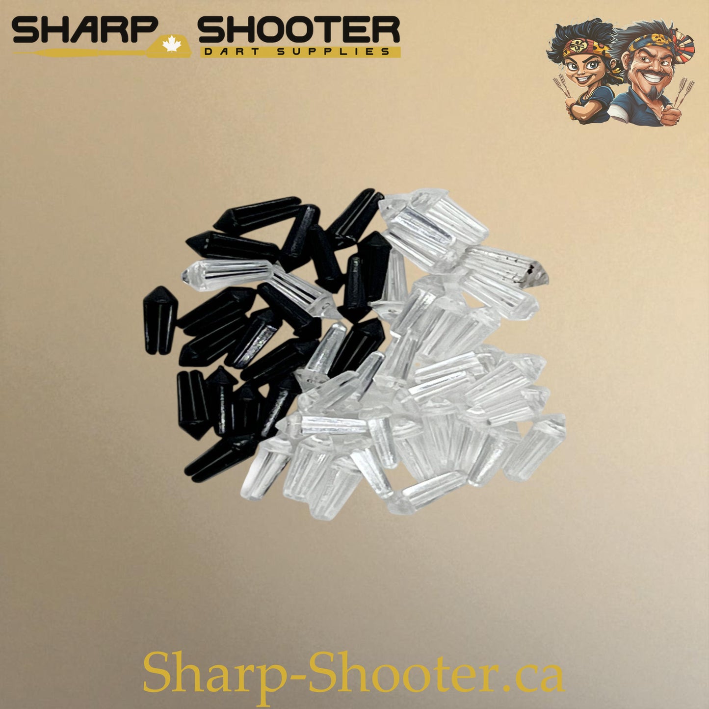 Sharpshooter DP26 flight protectors in clear and black, available in 10-pack or 25-pack, lightweight plastic for protecting dart flights