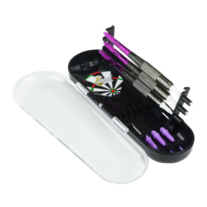 GB-009 – Soft Tip Dart Set – Silver Barrel with Purple Tips – 18g