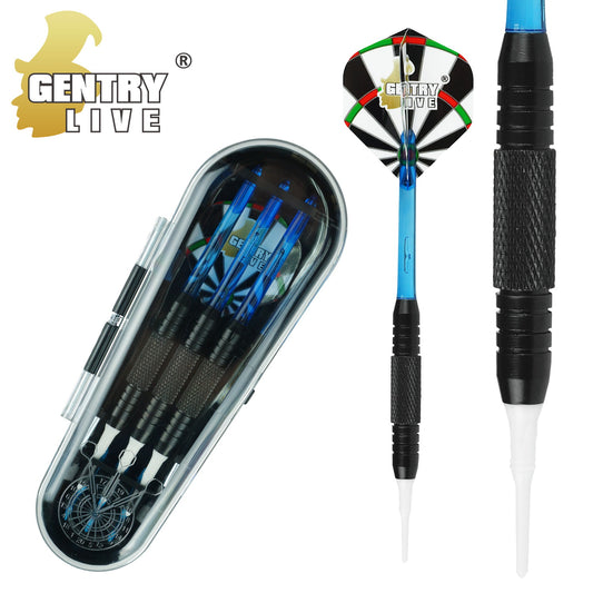 GB-011 – Soft Tip Dart Set – Silver PVC Barrel with Blue Tips – 16gr