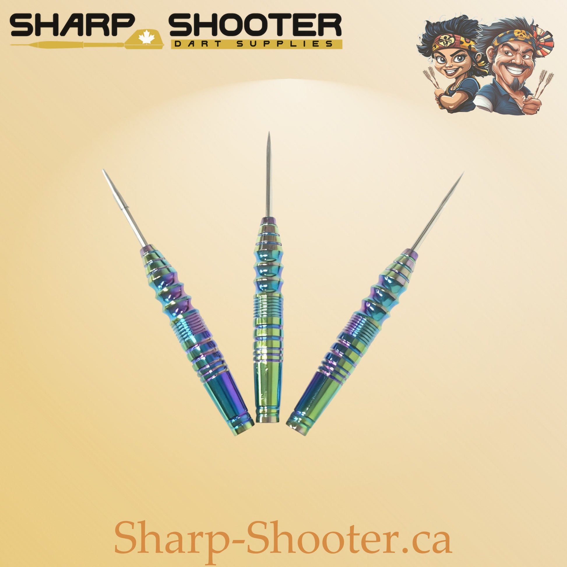 Prismforge AG22 premium one-piece dart barrel, rainbow metallic finish