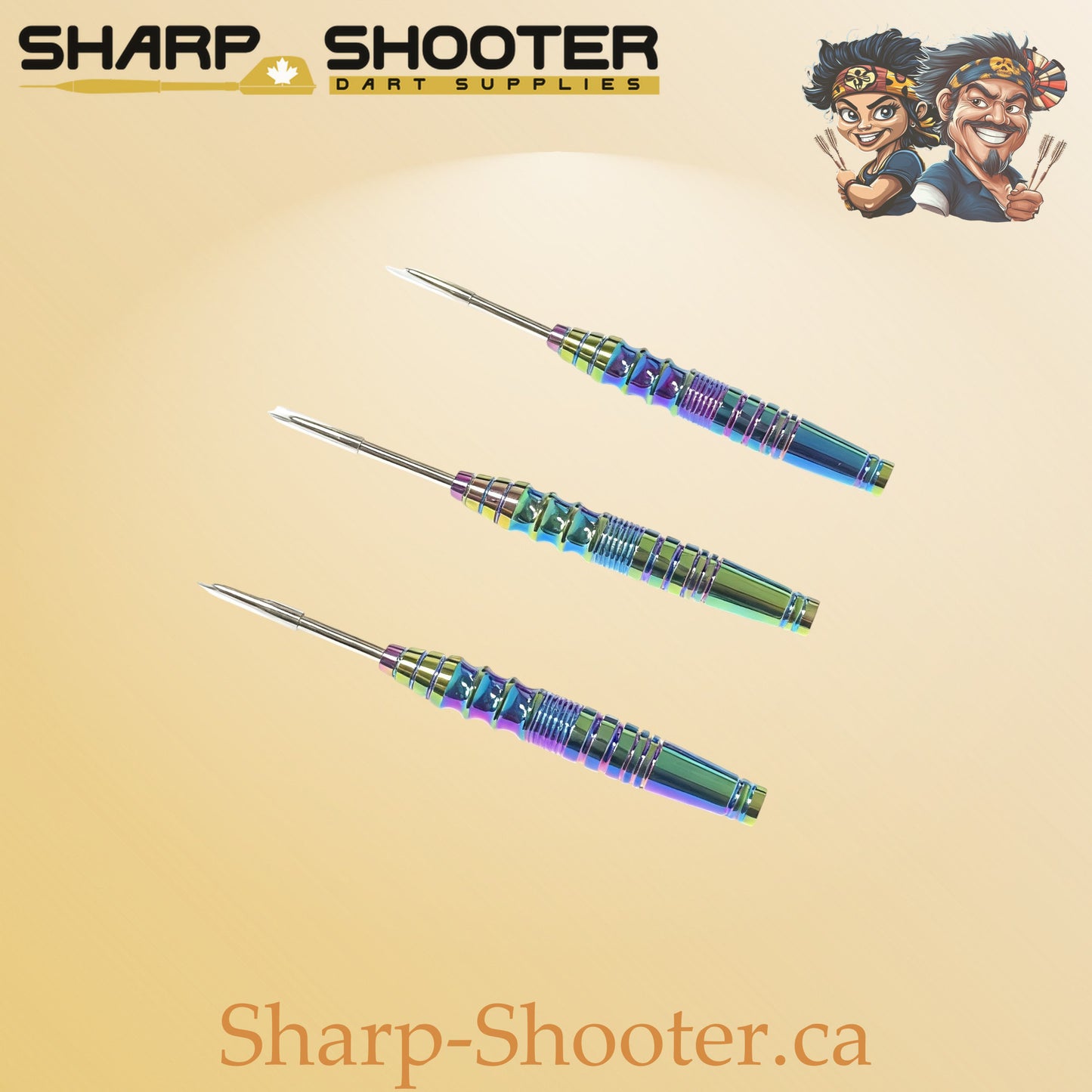 Prismforge AG22 premium one-piece dart barrel, rainbow metallic finish