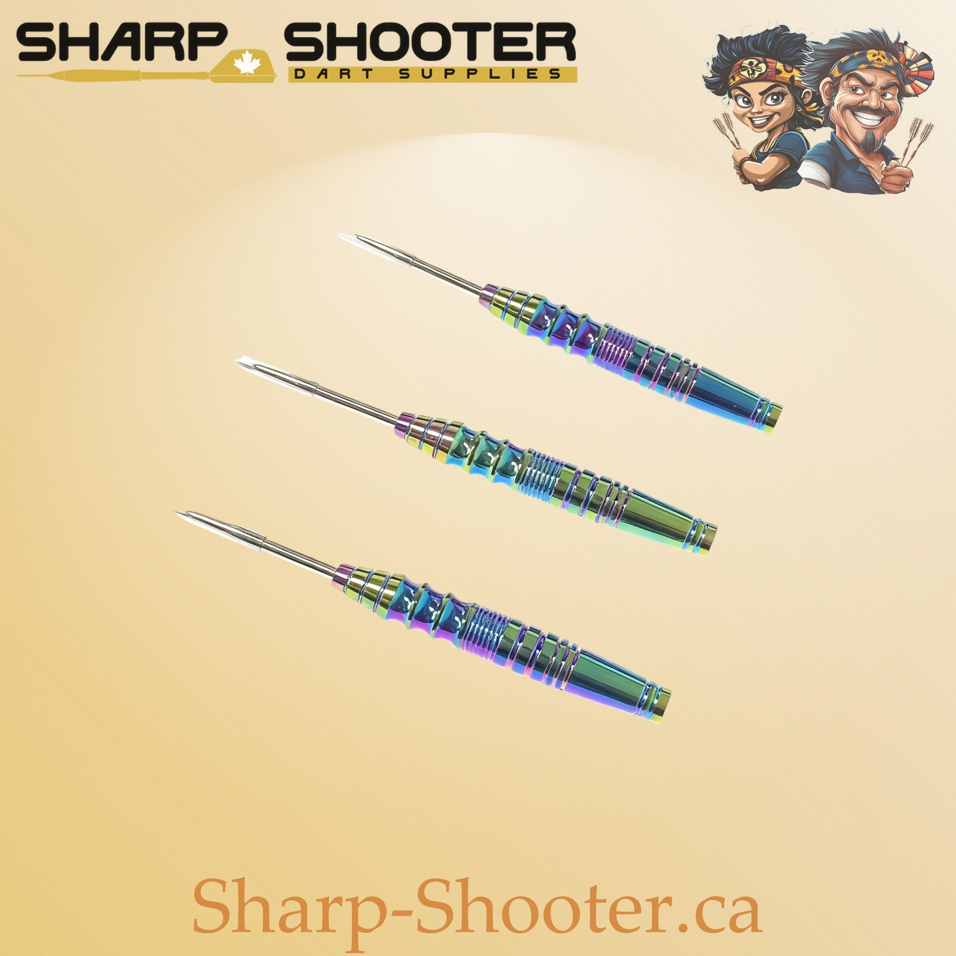 Prismforge AG22 premium one-piece dart barrel, rainbow metallic finish