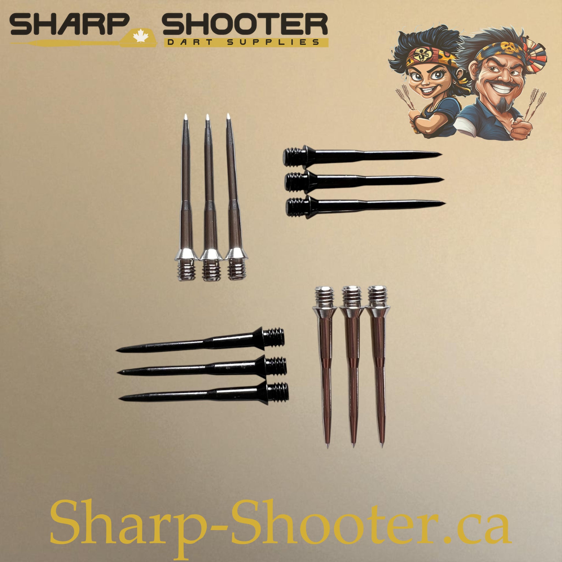 DP32 Steel Dart Tips – Silver & Black – 32/34 mm – 3 Pack – Sharp-Shooter.ca
