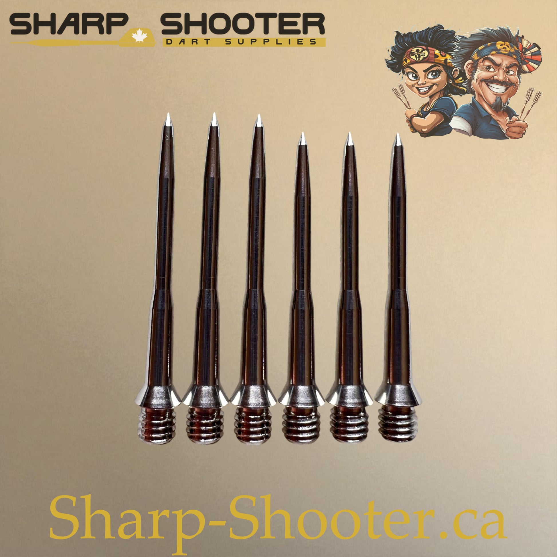 DP32 Steel Dart Tips – Silver & Black – 32/34 mm – 3 Pack – Sharp-Shooter.ca