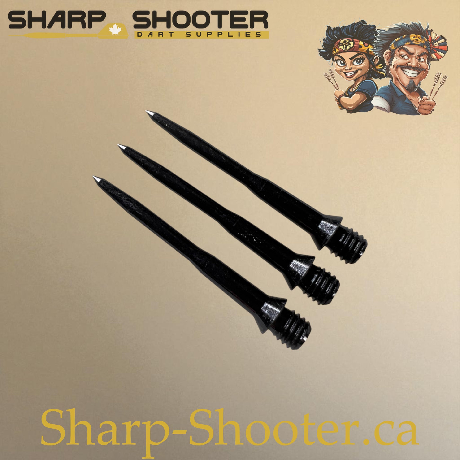 DP32 Steel Dart Tips – Black – 32 mm – 3 Pack – 3-03-02-015 – Sharp-Shooter.ca