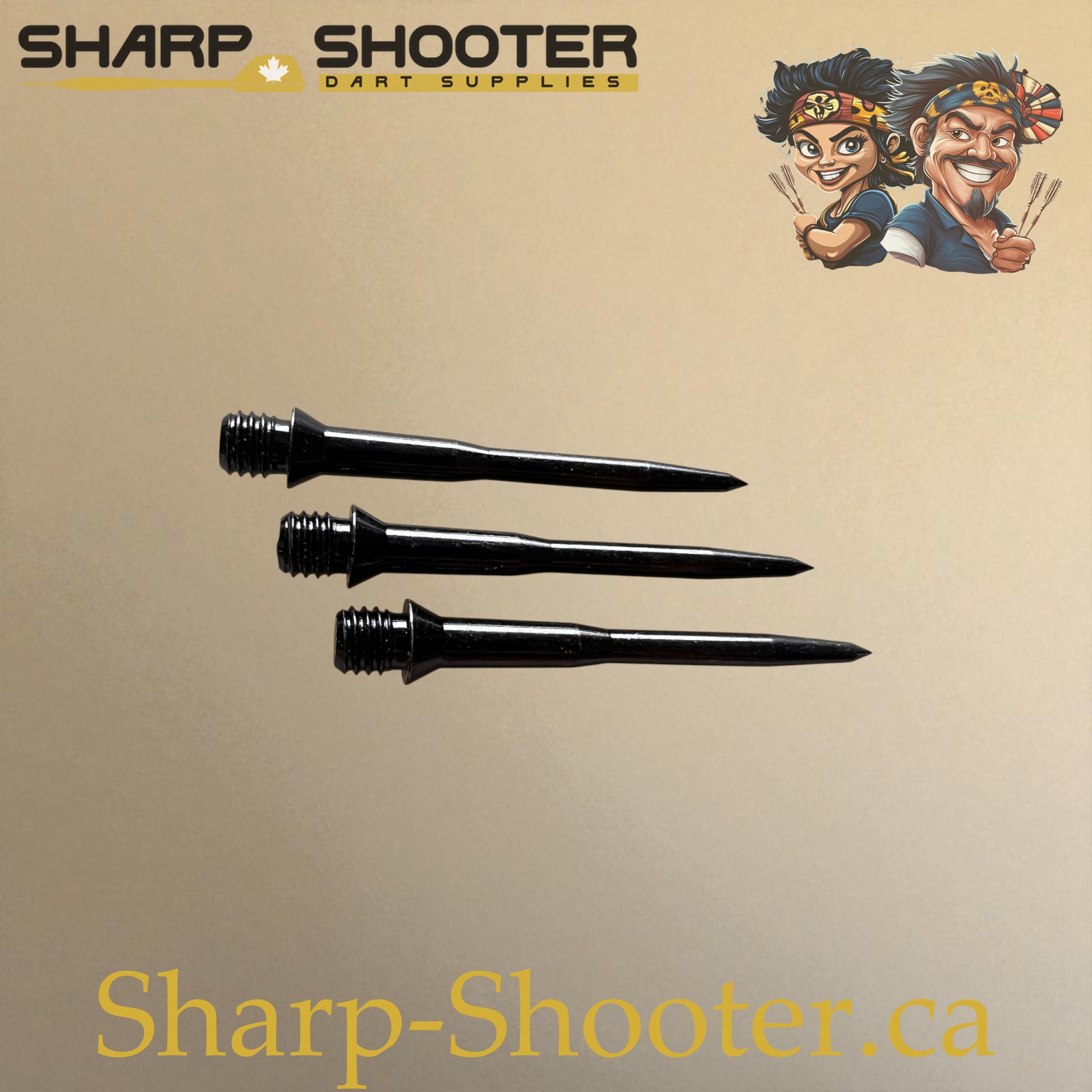 DP32 Steel Dart Tips – Black – 32 mm – 3 Pack – 3-03-02-015 – Sharp-Shooter.ca