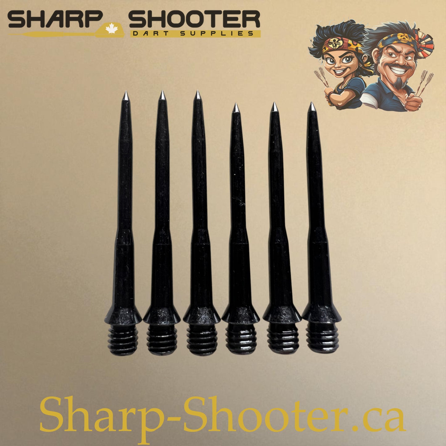 DP32 Steel Dart Tips – Silver & Black – 32/34 mm – 3 Pack – Sharp-Shooter.ca