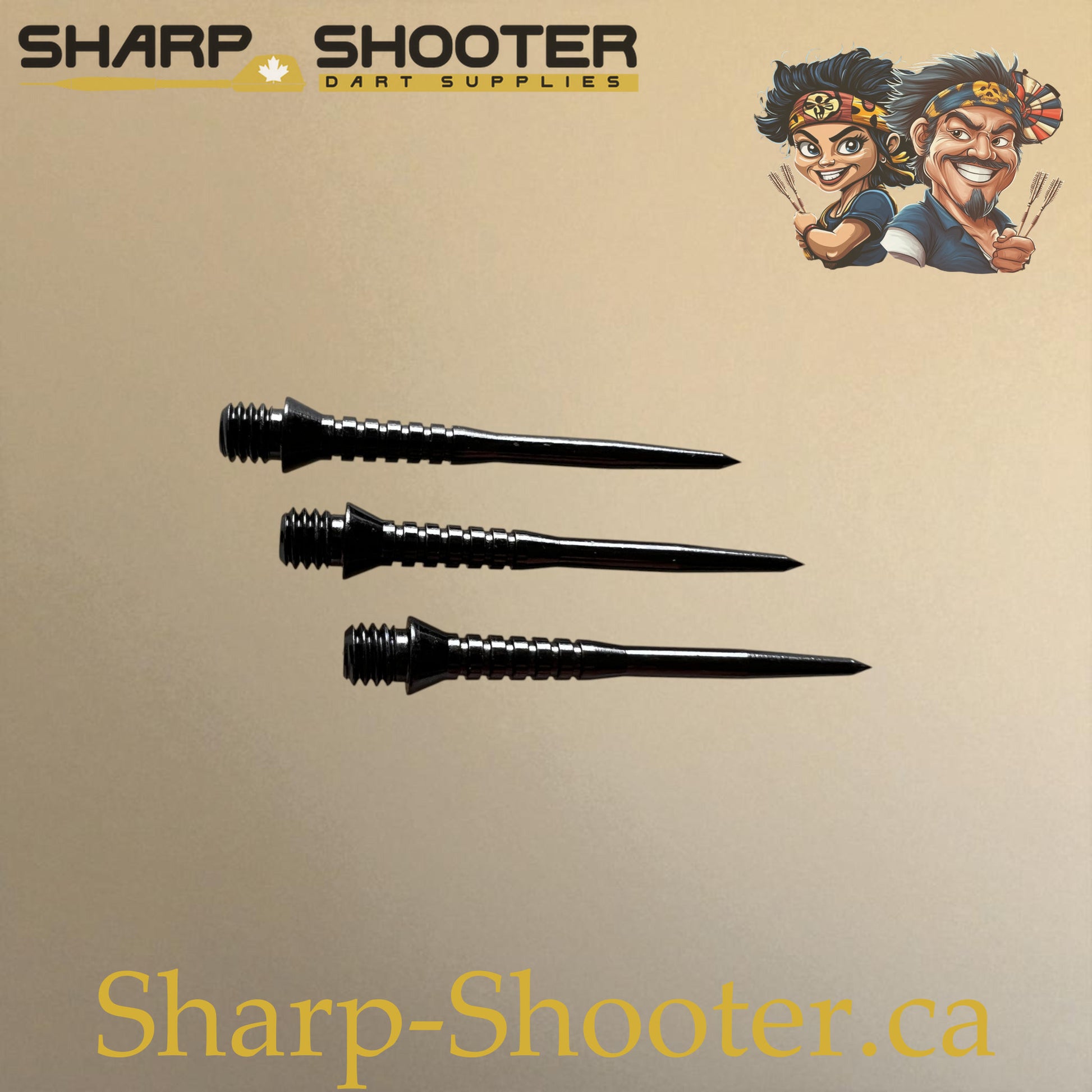 DP33 Steel Dart Tips – Black – 34 mm – 3 Pack – 3-03-02-022 – Sharp-Shooter.ca