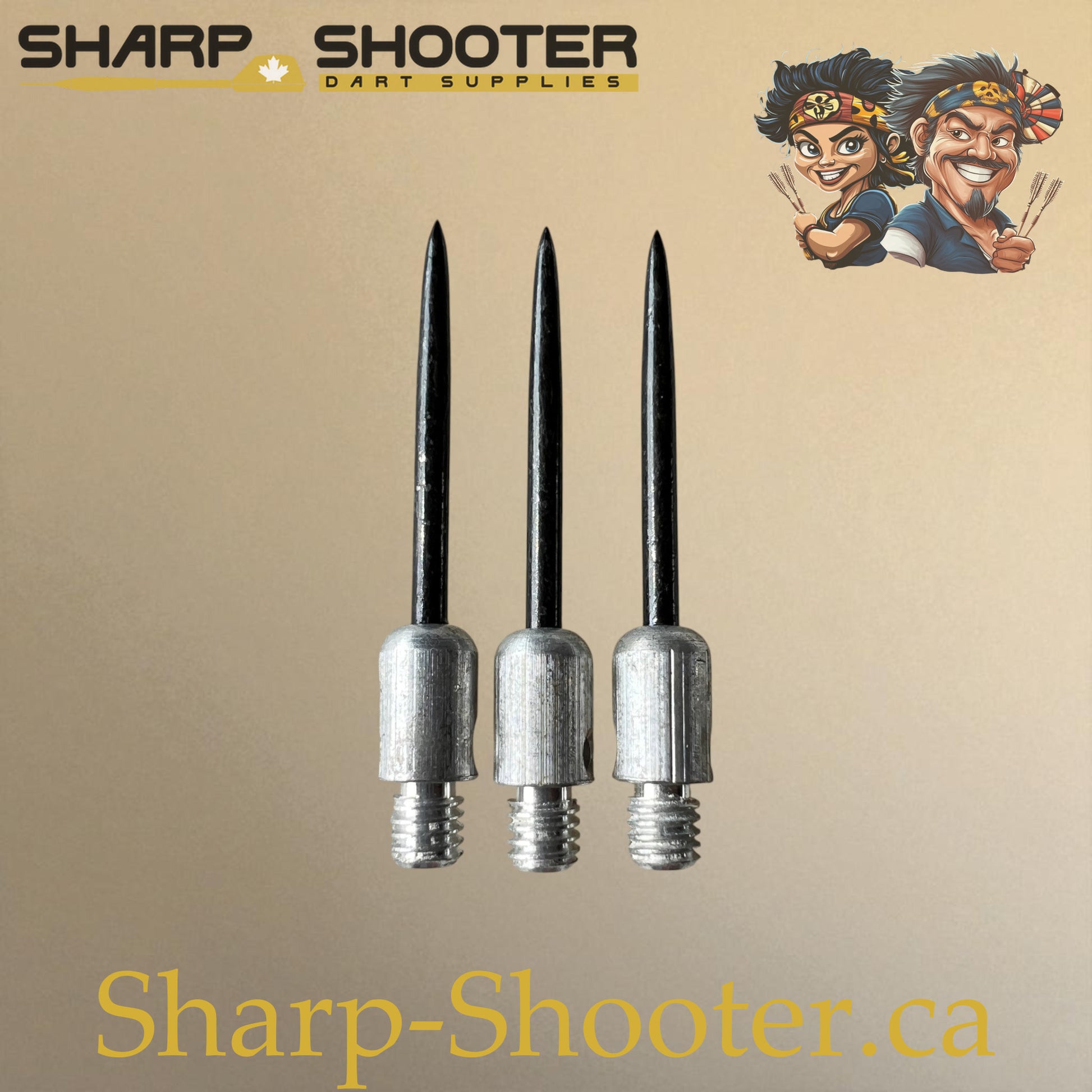 DP37 Steel Dart Tips – 35 mm – Silver/Black – 3 Pack – 3-03-02-012 – Sharp-Shooter.ca