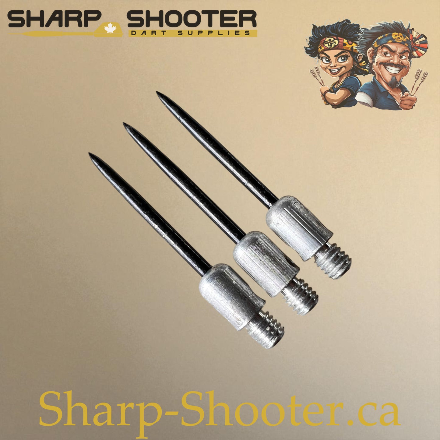 DP37 Steel Dart Tips – 35 mm – Silver/Black – 3 Pack – 3-03-02-012 – Sharp-Shooter.ca