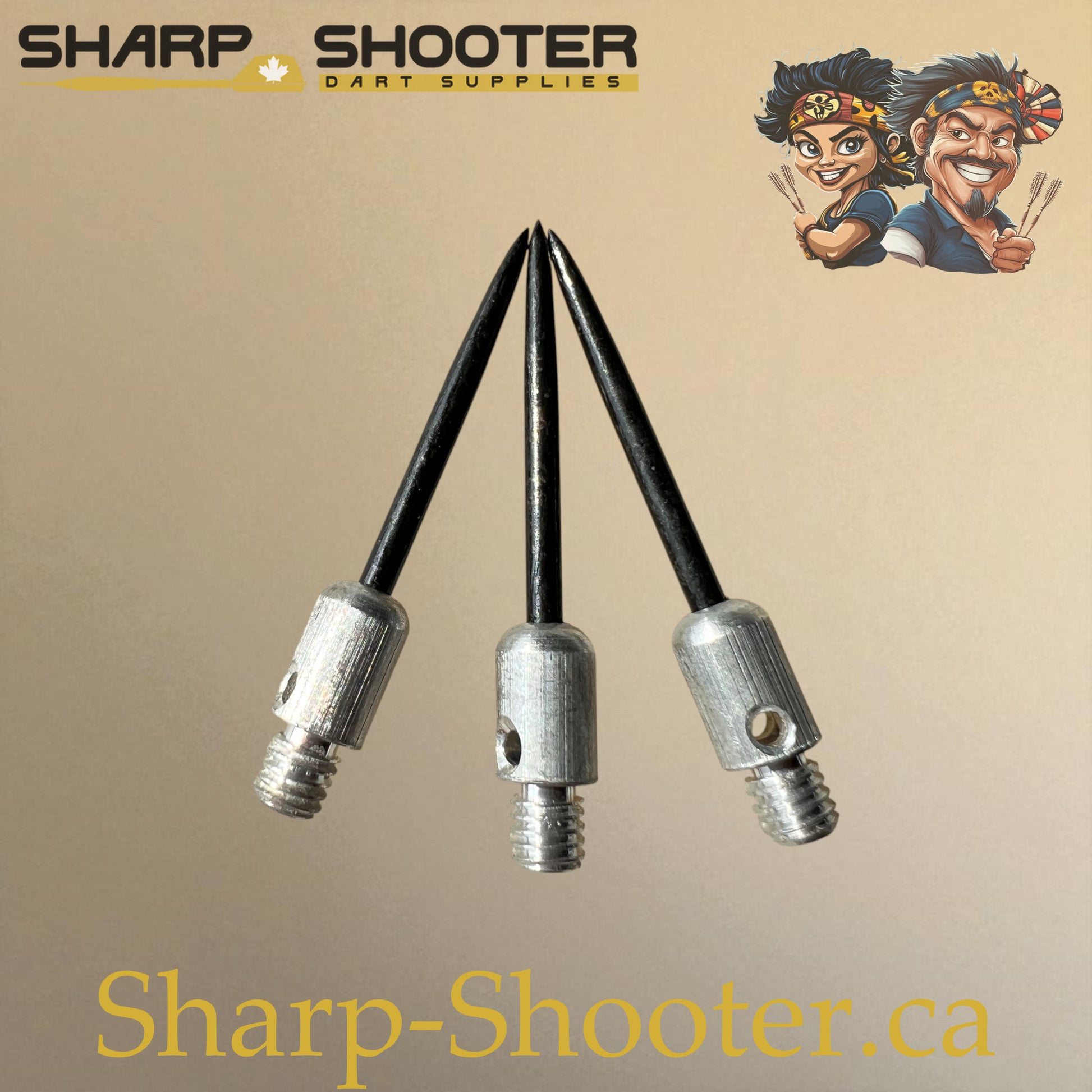 DP37 Steel Dart Tips – 35 mm – Silver/Black – 3 Pack – 3-03-02-012 – Sharp-Shooter.ca