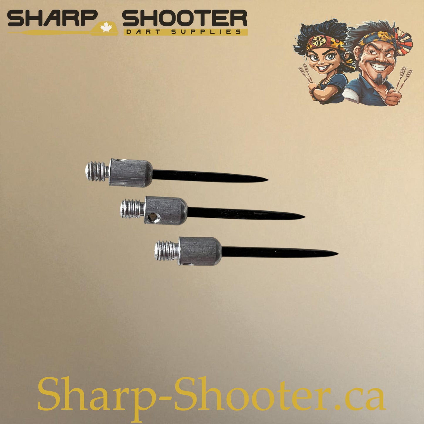 DP37 Steel Dart Tips – 35 mm – Silver/Black – 3 Pack – 3-03-02-012 – Sharp-Shooter.ca