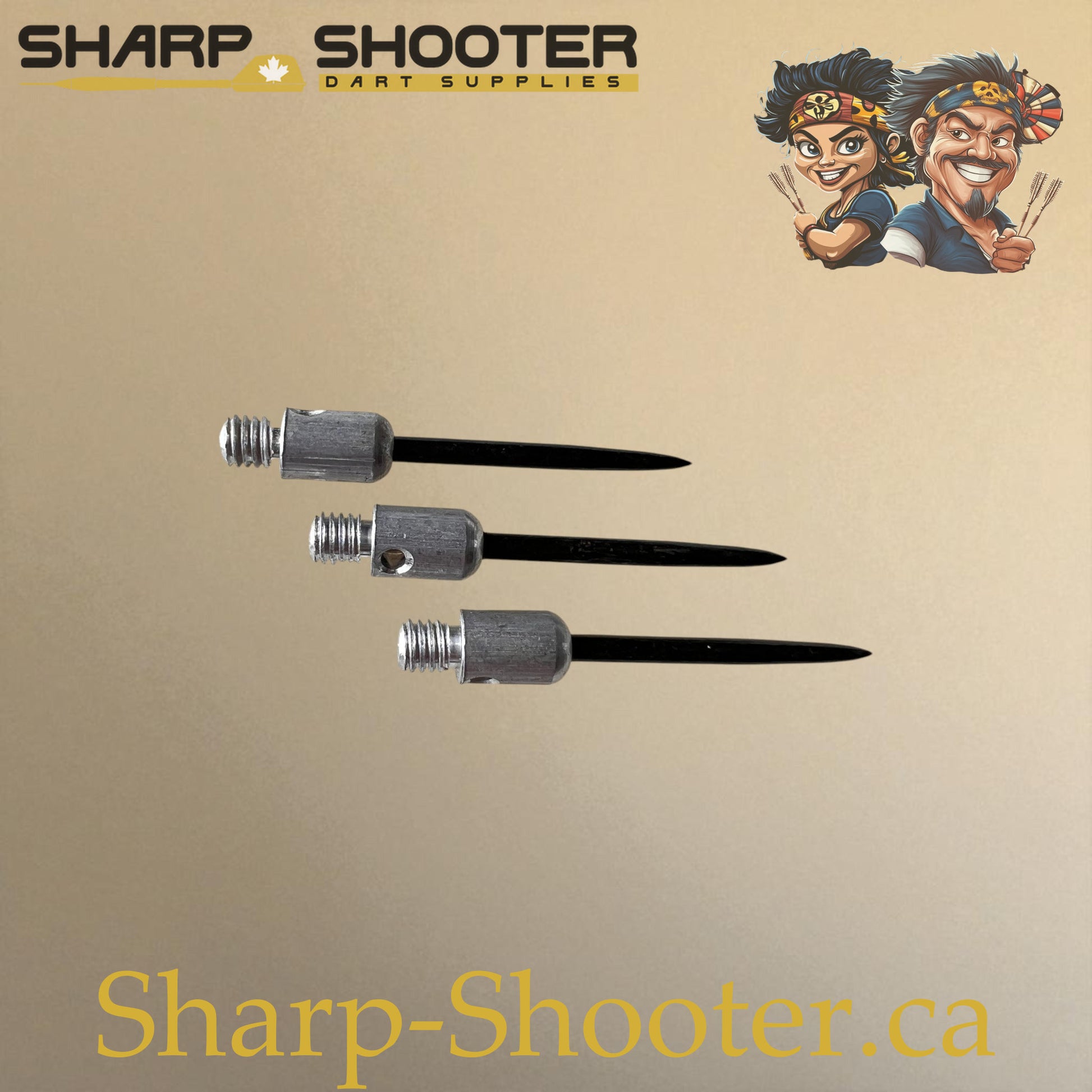 DP37 Steel Dart Tips – 35 mm – Silver/Black – 3 Pack – 3-03-02-012 – Sharp-Shooter.ca