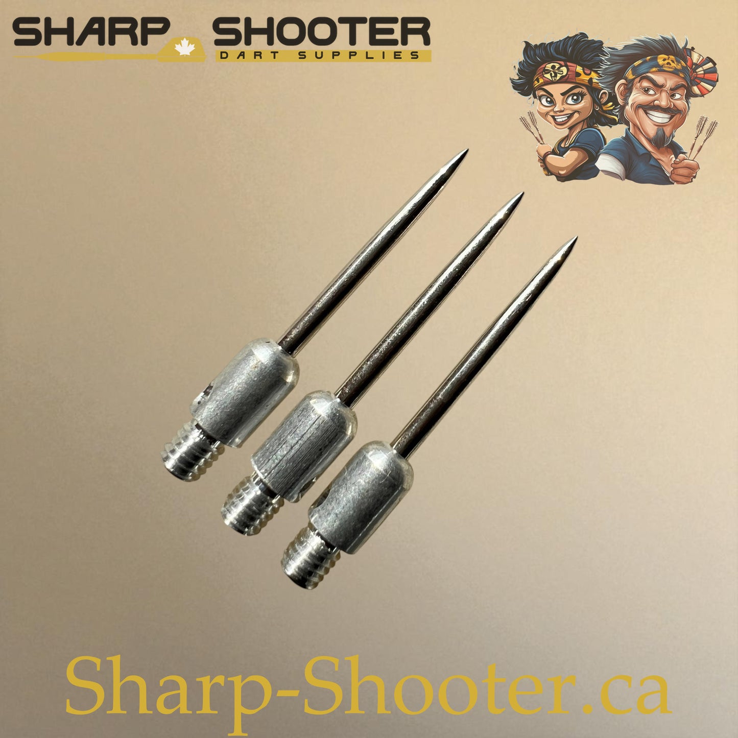 DP37 Steel Dart Tips – 35 mm – Silver/Silver – 3 Pack – 3-03-02-010 – Sharp-Shooter.ca