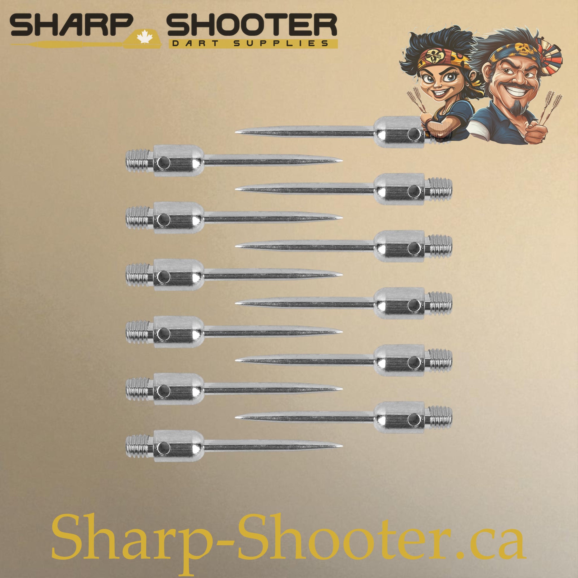 DP37 Steel Dart Tips – 35 mm – Silver/Silver – 3 Pack – 3-03-02-010 – Sharp-Shooter.ca