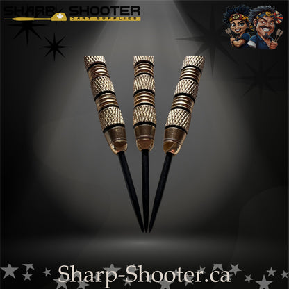 Blue Lagoon-S steel tip dart set with silver-nickel SD08 Night Forge barrels and black grip rings, clear bubble-core shafts, lagoon-blue flights, and 29mm black steel tips on a dark spotlight backdrop