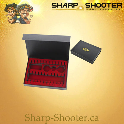 The Armory dart case DP-20 Black — luxury cardboard magnetic case holds 12 darts, Sharp-Shooter.ca