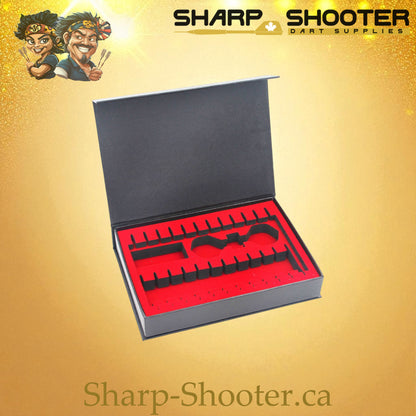 The Armory dart case DP-20 Black — luxury cardboard magnetic case holds 12 darts, Sharp-Shooter.ca