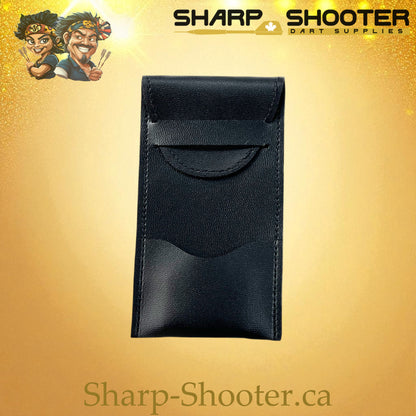The Quickdraw dart case DP-18 Black — imitation leather etui holds 3 darts, Sharp-Shooter.ca