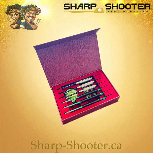 The Showcase stocked dart case DP-19 — shown with darts inside, Sharp-Shooter.ca
