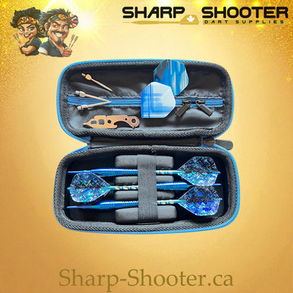 The Sidearm stocked dart case — DP-23 shown with darts and accessories, Sharp-Shooter.ca