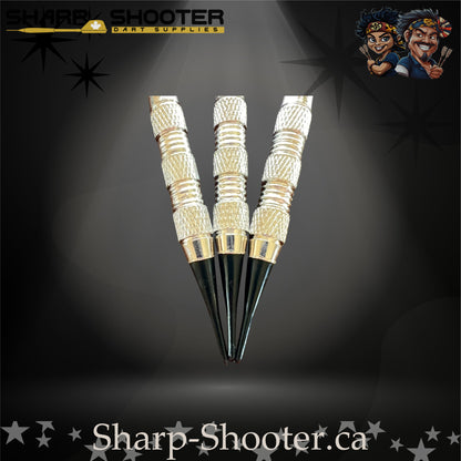 Happy Darts soft tip dart set with SD05 silver barrels, blue shafts, soft tips, and dartboard flights – Sharp Shooter Dart Supplies