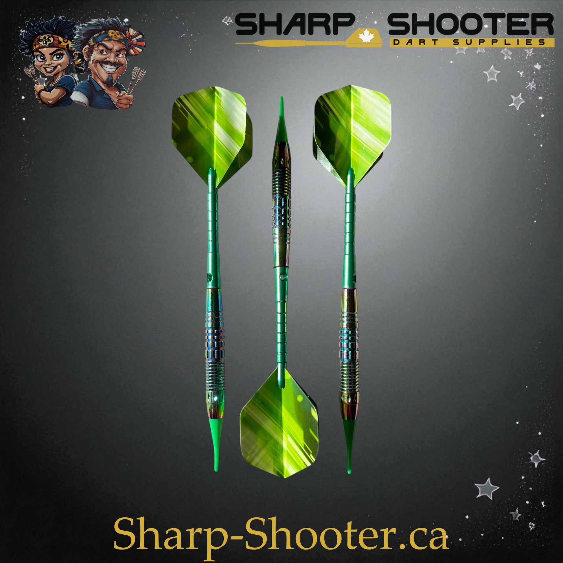 Sharpshooter Kryptonite Exclusive Soft Tip Dart Set SSD27 – 19.3g Oilslick copper Eclipse barrels with green Ghostline flights