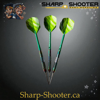 Sharpshooter Kryptonite Exclusive Steel Tip Dart Set SSD27-S – 20.8g Oilslick copper Eclipse barrels with green Ghostline flights
