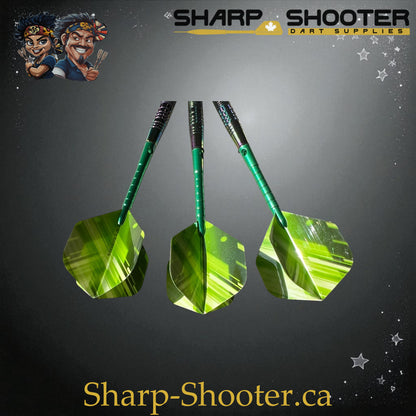 Sharpshooter Kryptonite Exclusive Steel Tip Dart Set SSD27-S – 20.8g Oilslick copper Eclipse barrels with green Ghostline flights