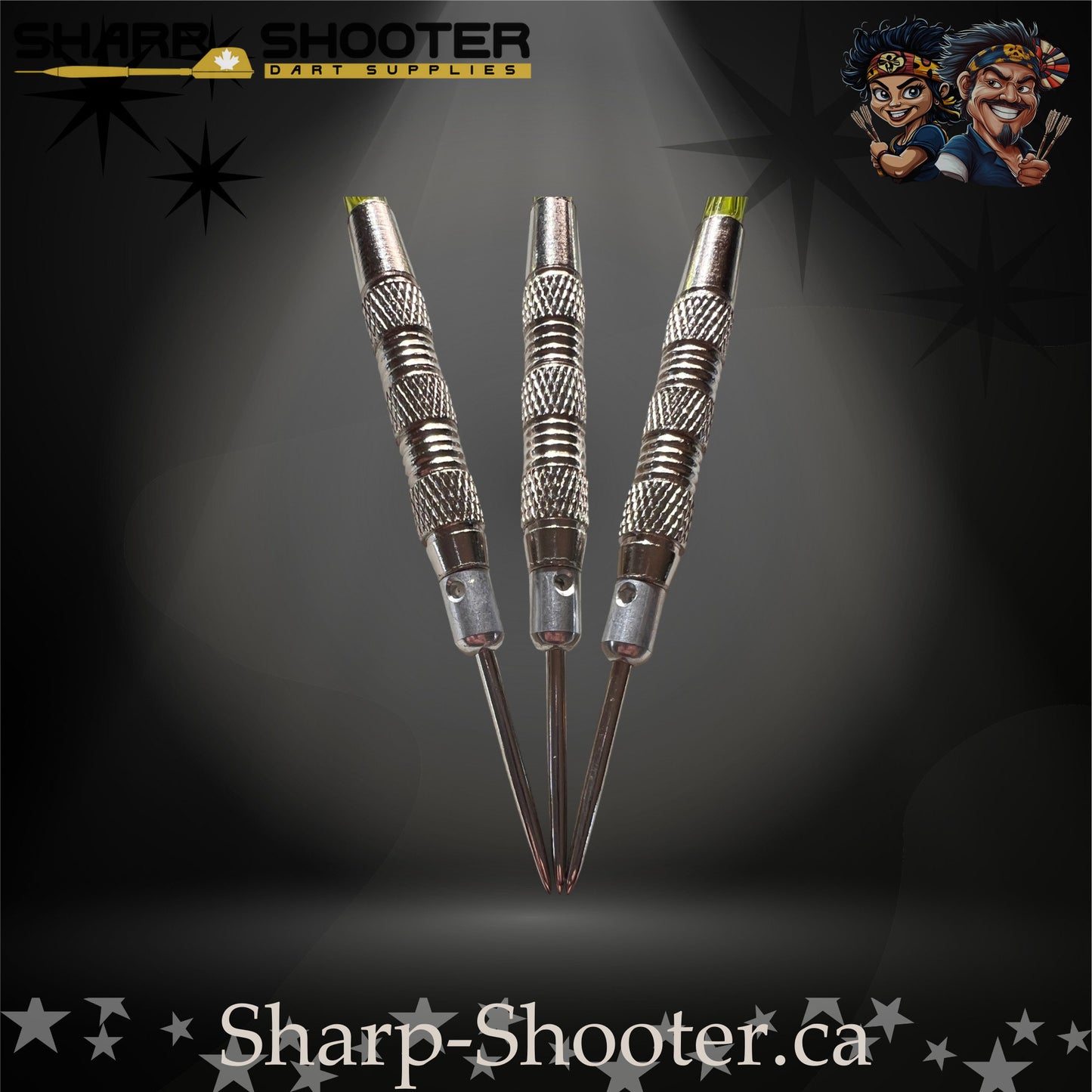 Mojito-S steel tip dart set with SD01 barrels, 29 mm steel tips, green shafts, swirl flights – Sharp Shooter