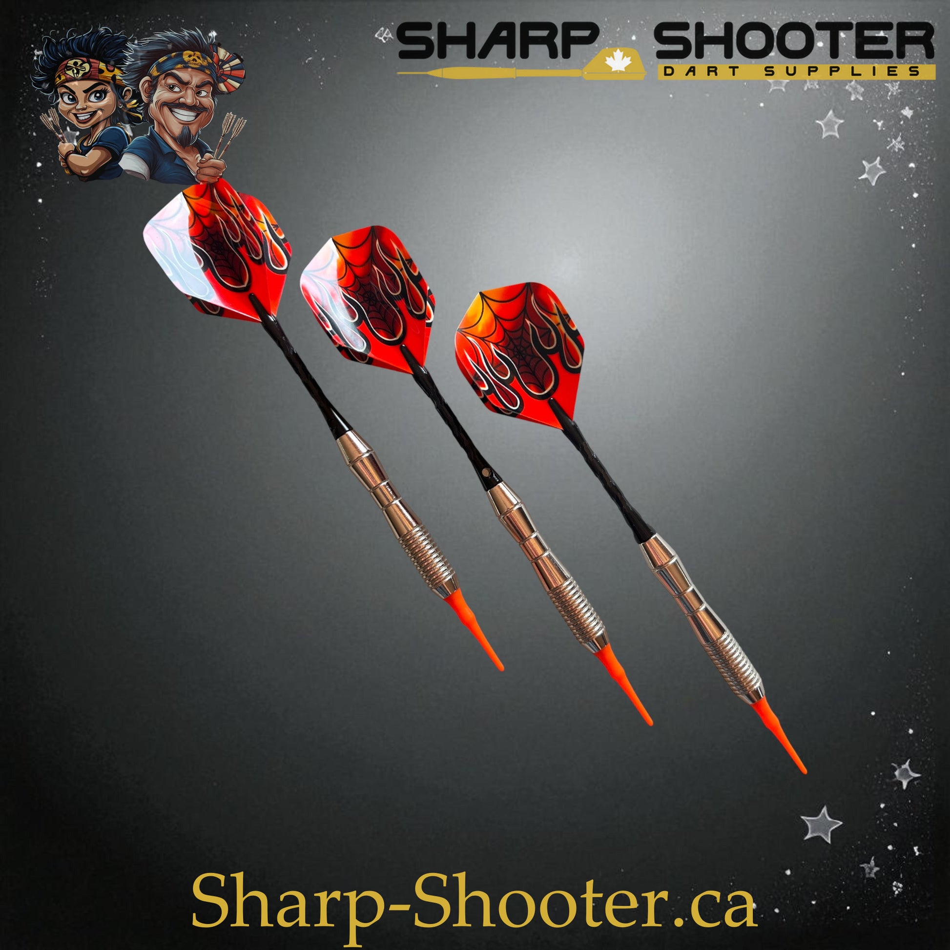Phantom Strike Soft Tip Dart Set – Select Series SSD16 with Silver Duke barrel, 18.5g soft tip, flame flights, and black shafts