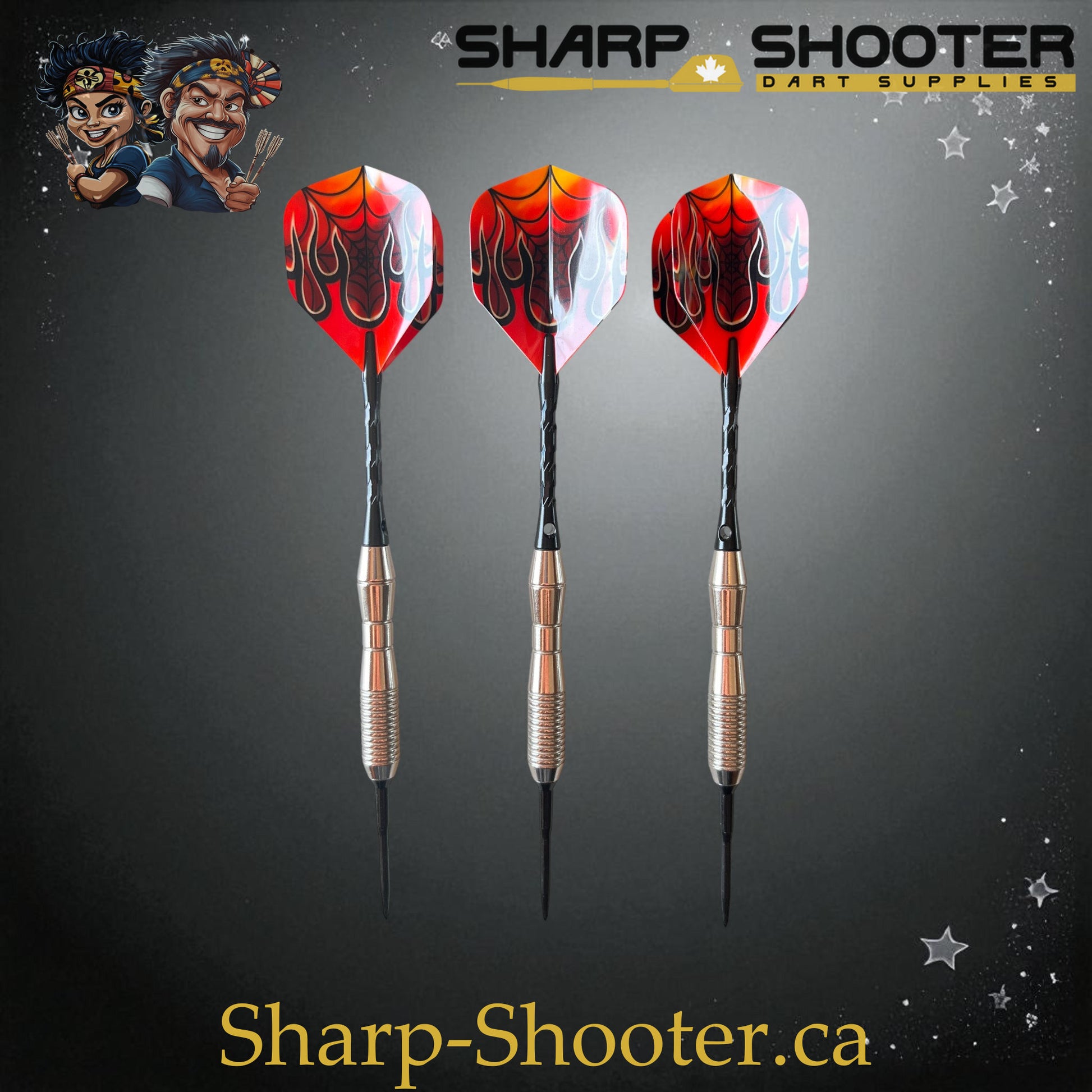 Phantom Strike Steel Tip Dart Set – Select Series SSD16-S with Silver Duke barrel, 20.2g steel tip, flame flights, and black shafts