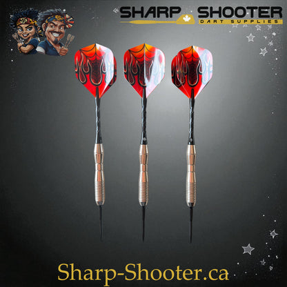 Phantom Strike Steel Tip Dart Set – Select Series SSD16-S with Silver Duke barrel, 20.2g steel tip, flame flights, and black shafts