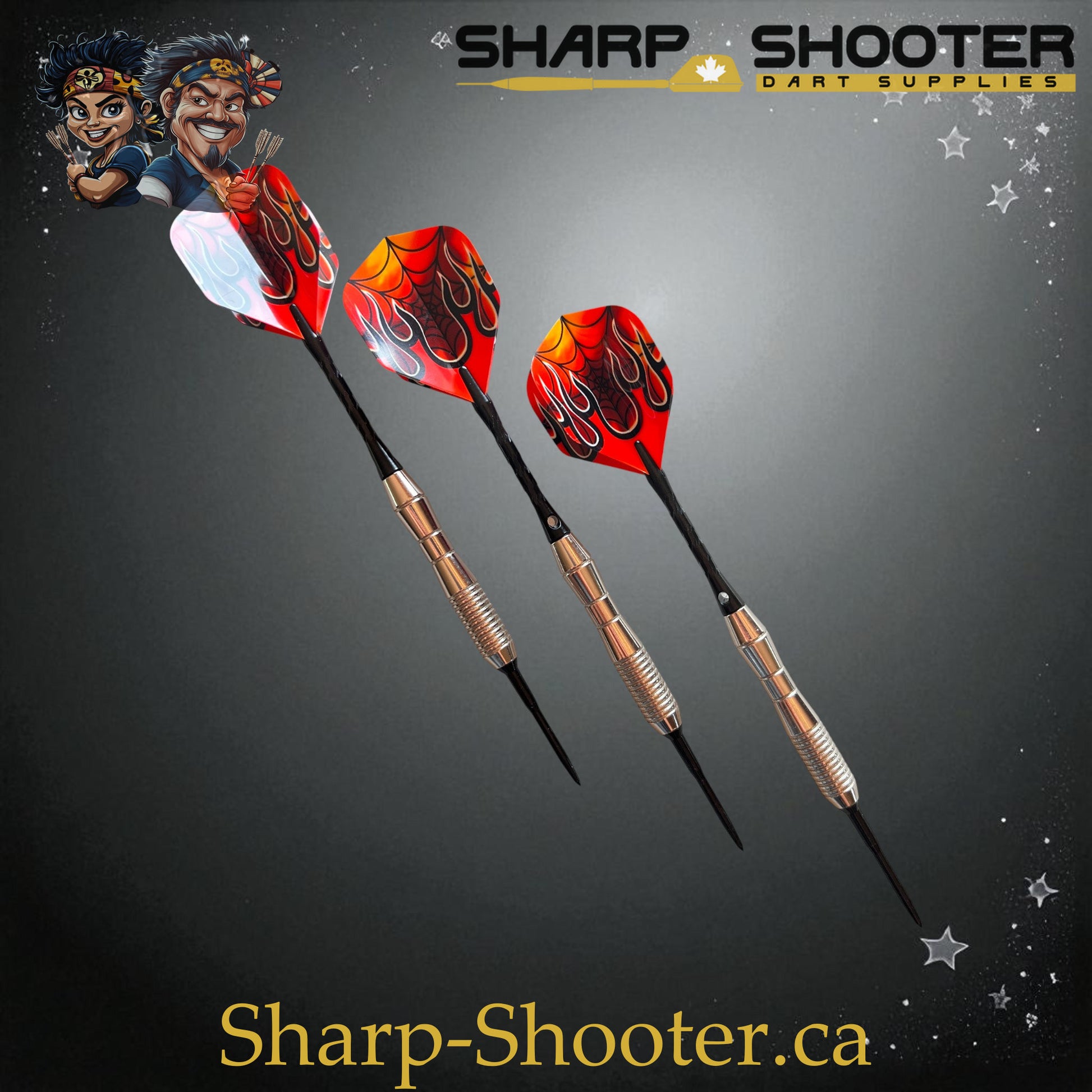 Phantom Strike Steel Tip Dart Set – Select Series SSD16-S with Silver Duke barrel, 20.2g steel tip, flame flights, and black shafts