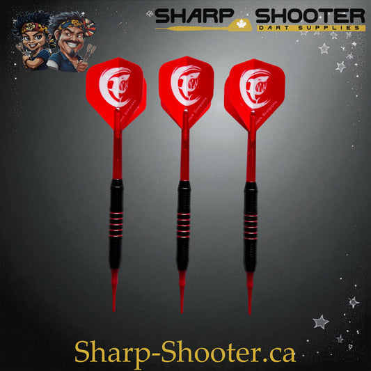 Sharpshooter Red Alert Fresh Series Soft Tip Dart Set SSD17 – 17.7g silver nickel barrels with shark flights