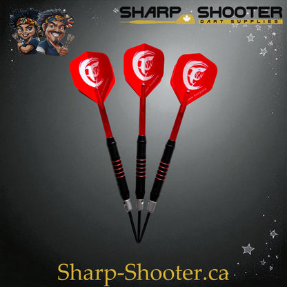 Sharpshooter Red Alert Fresh Series Steel Tip Dart Set SSD17-S – 19.0g black-and-red darts with shark flights