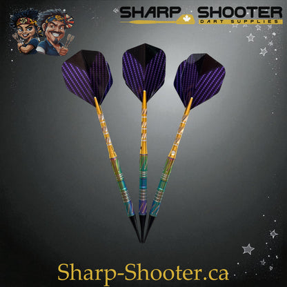 Sharpshooter Tsunami Exclusive Soft Tip Dart Set SSD09 – 17.4g tungsten Excalibur barrel with rainbow-gold finish and Dominion Gift Case