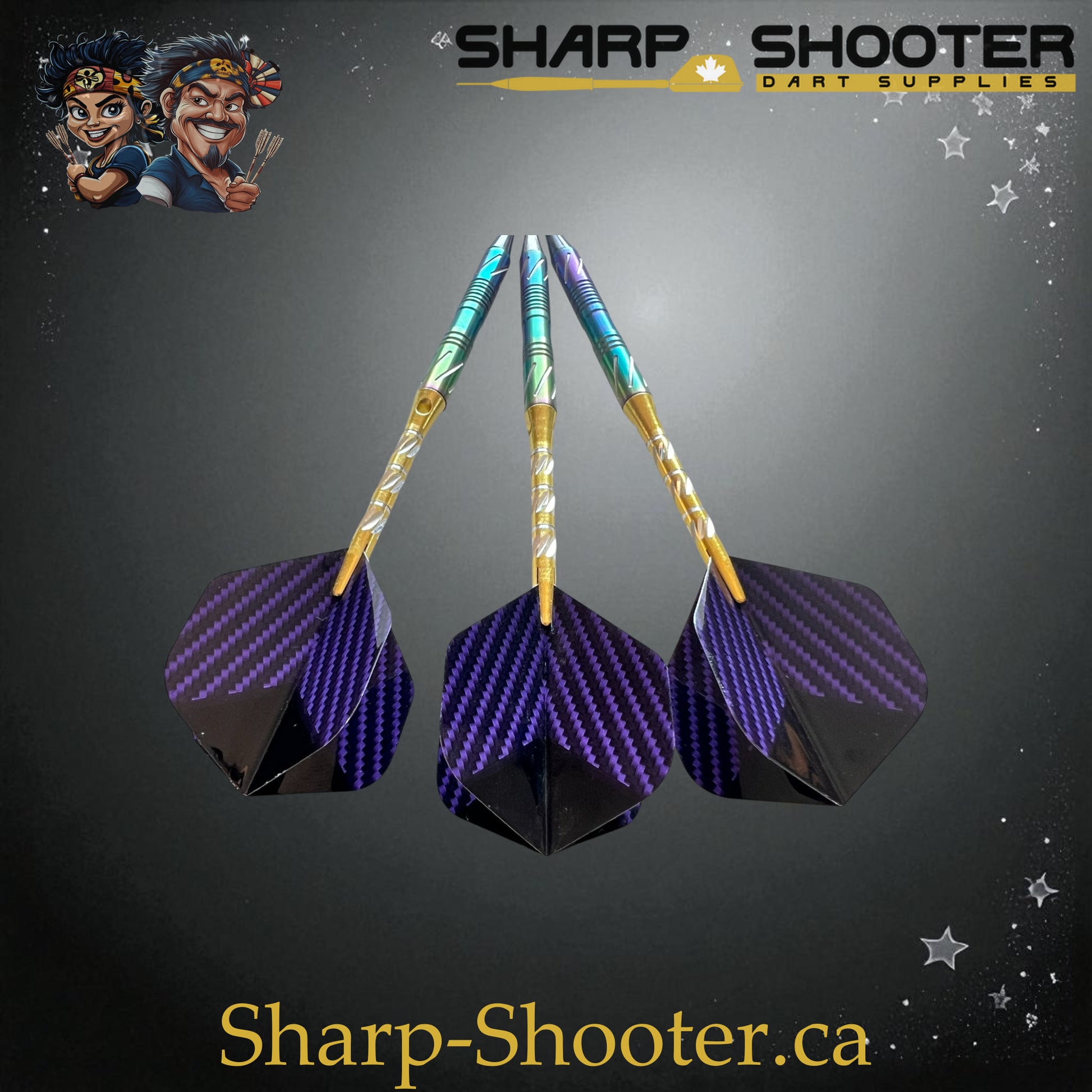 Sharpshooter Tsunami Exclusive Steel Tip Dart Set SSD09-S – 19.0g tungsten Excalibur barrel with rainbow-gold finish and Dominion Gift Case