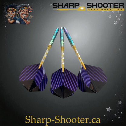 Sharpshooter Tsunami Exclusive Steel Tip Dart Set SSD09-S – 19.0g tungsten Excalibur barrel with rainbow-gold finish and Dominion Gift Case
